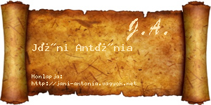 Jáni Antónia névjegykártya